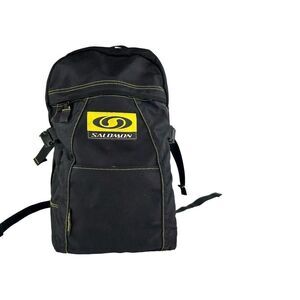 VTG 90s Salomon Action Backpack Black/Yellow Ski Outdoor Hiking Casual Backpack
